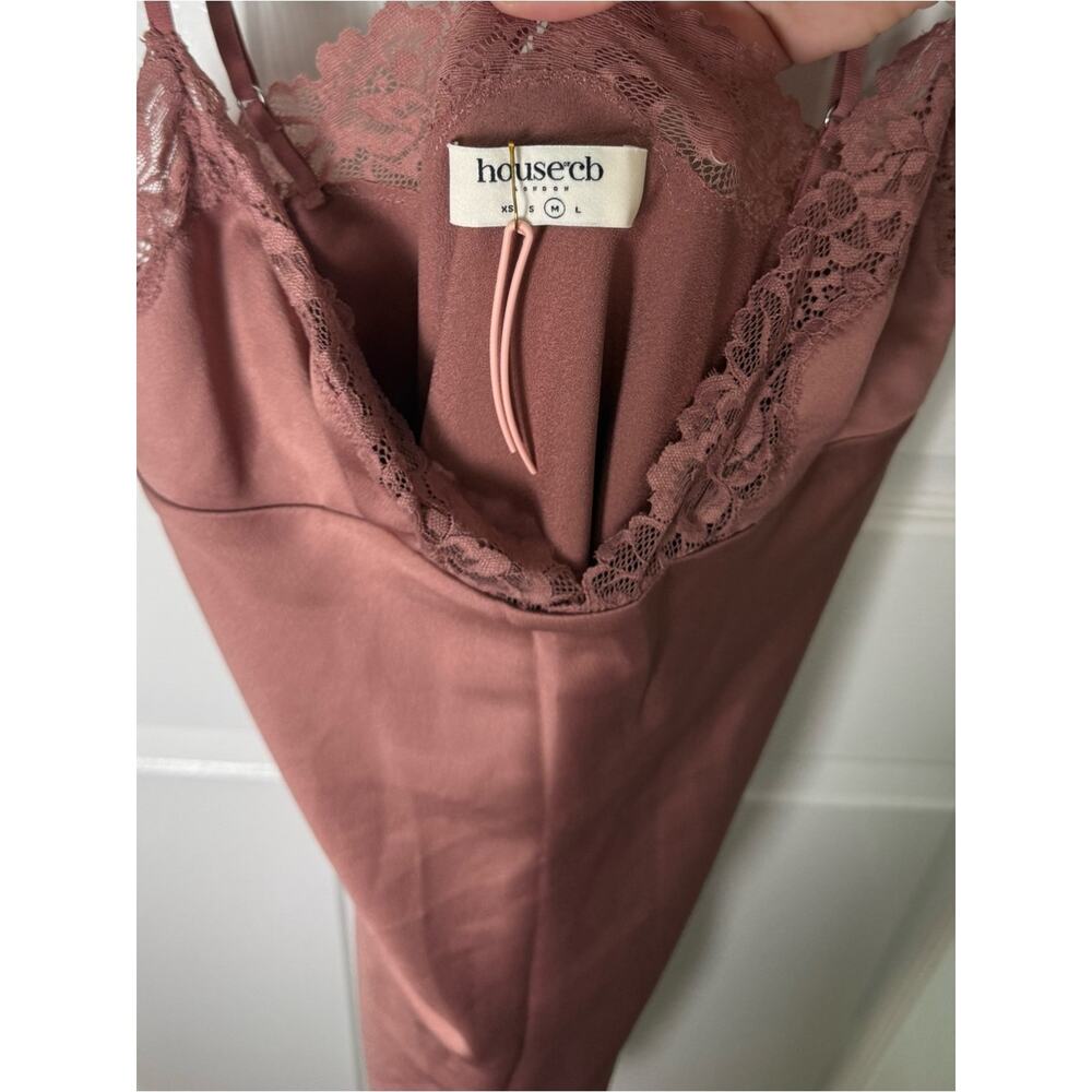 House of CB Nia Rose Pink Satin & Lace Slip Dress M - Picture 9 of 10